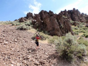 Loose rock in the Owyhees makes mountain biking a challenge
