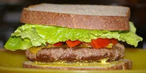 August lettuce on hamburger
