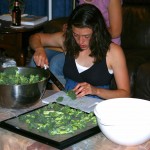 central movie watching/broccoli cutting work station