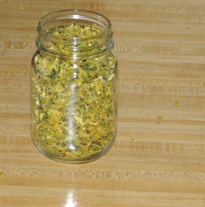 dehydrated grated zucchini in pint jar
