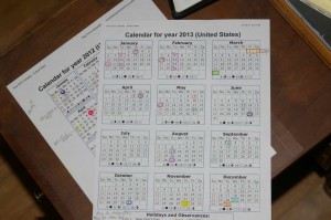 Organizing with a Yearly Color Coded Calendar and Clear Transparent Shelf  Paper