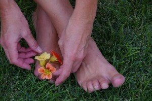nasturtiums with my bare feet