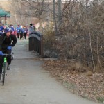 Man on bike leads the way for the 2012 Hot Chocolate 5K in Eagle, Idaho