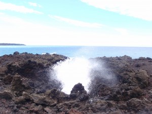 blow hole through lava tunnel early in the hike
