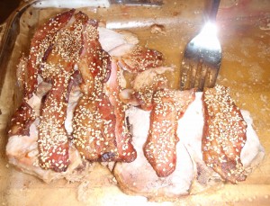 pork chops roasted with bacon