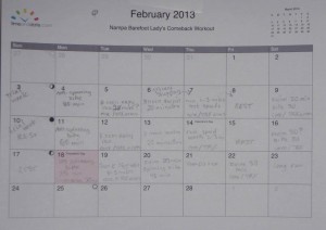 blank calendar for basic workout recording