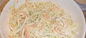 coleslaw mixed and ready to macerate