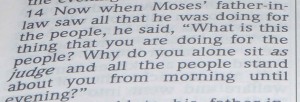 Jethro offers counsel to Moses