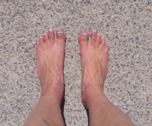 My feet post run on one bumpy section of road the course crosses getting to the sports park loop.