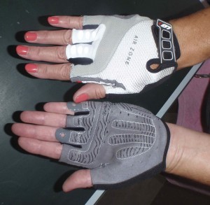My new bicycle riding gloves, purchased from Rolling H Cycles in Nampa, Idaho.