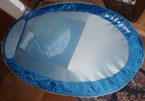 floating swimming pool hammock before the edges and pillow have been inflated