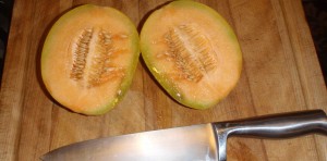 perfect cantaloupe - cut for fresh eating this time