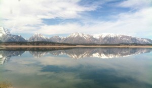 Magically pristine view of the Tetons on Jackson Lake