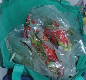 reusable grocery bags make handy freezer compartments