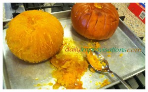 How well a hot pumpkin peels depends on cooking it the right amount for its size.