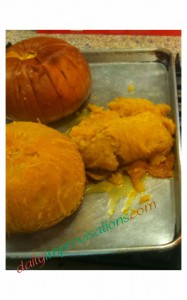 Here is what the mushy pumpkin looked like right after cooking -