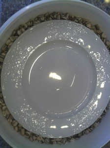 Here are the sunflower seeds in their pre-roast salt water soak prior to roasting. The bowl is a 25 cup tupperware bowl.