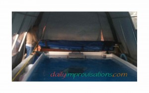 Here is the DIY retractable swimming pool cover all rolled up.