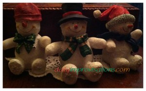 Cheerful snowmen are part of my Christmas celebration decorations.
