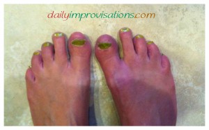 We were encouraged to be festive in green for the Shamrock Shuffle 2014. My best option was green toenail polish.