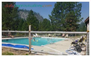 The hot springs fed "swimming" pool on the Sawtooth Lodge complex.