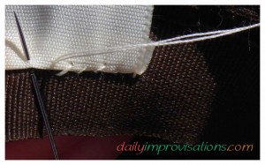 The slip stitch along the fold of the ribbon ties, attaching it to the hat band. I used high quality satin ribbon.