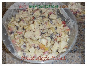 A crisp, lightly sweet apple salad is a perfect warm weather side dish; the yogurt based dressing will travel well for picnics.