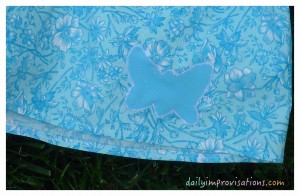 A simple butterfly shape applique from tracing a cookie cutter.
