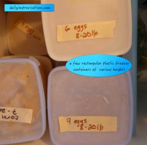 Some basic rectangular freezer containers of different heights.