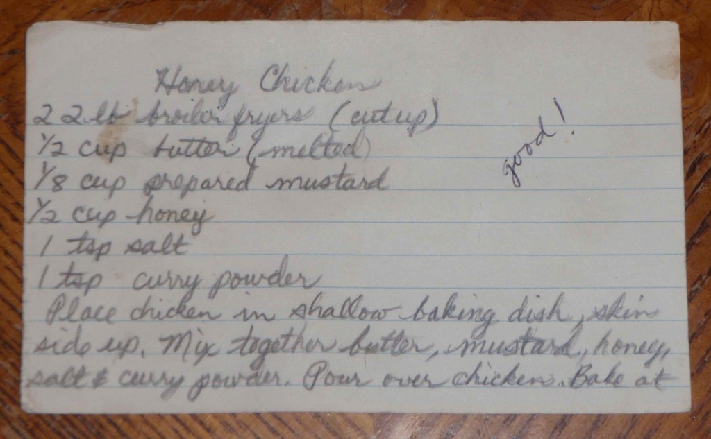 original honey curry chicken recipe card